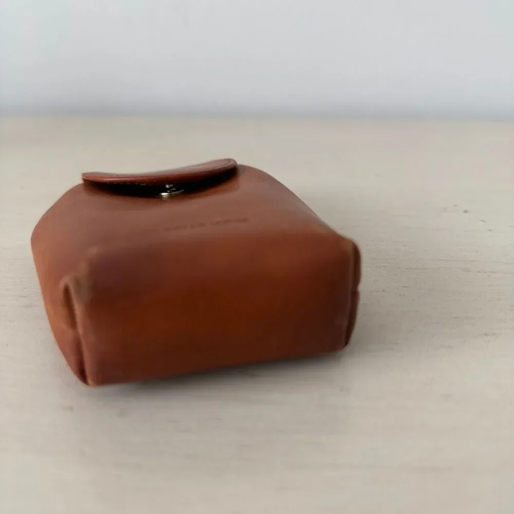 Vintage Rolfs Genuine Leather Cigarette Case Coin Purse Kiss Lock Brown Floral
